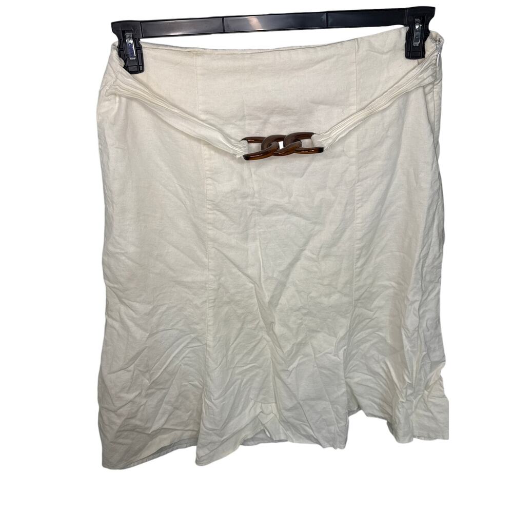 Cato's White midi skirt with brown Belt Women's Size 16